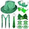 Em Estoque Máscara de Festival Irlandês de Carnaval Máscara de Pena de Nova Orleans Corrente de Contas Galvanizada Conjunto de Tira de Trevo de Quatro Folhas