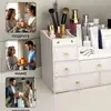 Caja de maquillaje de escritorio transfronteriza, espejo de maquillaje, caja de almacenamiento multifuncional para cosméticos y productos de cuidado de la piel, caja organizadora multicapa