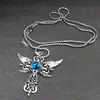 Joia Pingente de Asas Olho de Falcão Olho de Diabo Azul Transfronteiriço Europeu e Americano Colar com Pingente Cruzado de Asas de Diabo Criativas