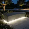 Banqueta de Cimento UHPC Translúcido Gipsofila Linha Reta Iluminação com Fita de LED Embutida Banco de Descanso para Paisagismo em Parque Municipal