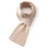 Novo cachecol de cashmere tricotado, de trama aberta e perfurado para outono e inverno, tricotado em ponto de trança de cor sólida, aquecedor de pescoço versátil para mulheres