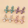 Pendientes de Flor de Esmalte de Colores Transfronterizos Europeos y Americanos, Pendientes Elegantes de Lujo Ligero, Pendientes Versátiles de Estilo Festivo, Venta al por Mayor