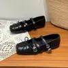 Sapatos Mary Jane quadrados retrô estilo francês com laço para mulheres, novidade outono 2026, sapatos baixos rasos versáteis estilo bailarina