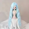 Peluca para Muñeca Seda Suave Figura BJD SD Vestir Estilismo Flequillo Largo de Colores Rizos de Lana Peluca Cubrecabezas