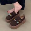 Sapatos Birkenstock com Sola Grossa e Cobertura Total para Mulheres 2026 Novo Outono Slip-On Uso Duplo Sapatos Mary Jane para Mulheres com Franjas e Salto Alto
