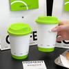 Bolsa de Papel Kraft para Empaque de Café con Cabeza de Tarjeta Verde Fluorescente Creativa, Bolso de Mano para Té con Leche, Desechable para Bebidas para Llevar, Personalización