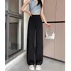 Pantalones de traje grises para mujer de corte estrecho, nuevos de primavera-verano, casuales, holgados, rectos, de cintura alta, adelgazantes, fluidos, versátiles, largos
