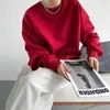 Sudadera Gruesa de Estilo Holgado Perezoso Color Rojo Brillante para Mujer, Forrada de Polar de Alta Calidad, Chaqueta Superior Versátil para Pareja para Otoño e Invierno
