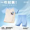 Pijama de Menino Verão Fino Manga Curta Meninas Crianças Meninos Verão 2024 Novo Adolescente Conjunto de Roupas para Casa
