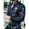 Camisa de Manga Larga Estilo Old Money para Hombre, Camisa de Diseñador Paisley, Camisa Europea y Americana Talla Grande para Hombre