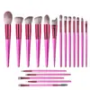 Conjunto de 18 pincéis de maquiagem com cabos de madeira e cerdas sintéticas, um conjunto completo de pincéis profissionais para pó facial, blush, base e esfumar sombras