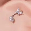 Venta caliente de Amazon anillo de ombligo de mariposa inferior redondo de circón clavo de ombligo mariposa de doble cabeza de circón clavo de ombligo