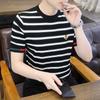 Camiseta Popular de Malha Ice Linen com Gola Redonda e Manga Curta para Homens da Ou Yao