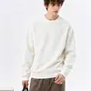 Moletom Masculino Gola Redonda Liso, Primavera e Outono, Forrado com Fleece, Engrossado, Ombro Caído, Caimento Solto, Manga Longa, Simples e Versátil, Casual, Atacado