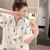 Pijama Cartoon Anime Japonês para Mulheres, Cardigã de Verão, Shorts de Manga Curta, Roupas de Casa Estrela, Conjunto de Duas Peças