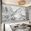Papel de Parede Paisagem a Tinta Papel de Parede para Fundo de TV Cobertura de Parede para Sala de Estar Sofá Mural Atmosférico Novo Chinês Imitação de Mármore