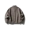 Jaqueta de Lã Xadrez Houndstooth Retrô Americana Nova Outono 2026 Yidao Jaqueta Harrington de Alto Padrão Masculina