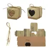 Caja de Dulces Distintiva Vintage DIY Papel Kraft amor Caja de Dulces Grano de Madera Corazón Hueco