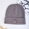 Gorro de Lana Azul de Dibujos Animados de Moda, Gorro de Punto para Otoño e Invierno, Gorro Negro Cálido Bordado para Estudiantes, Unisex