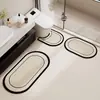 Alfombrilla de piso moderna minimalista de tierra de diatomeas para baño, absorbente, antideslizante, resistente a la suciedad, fácil de limpiar, juego de tres piezas para inodoro en forma de U