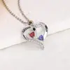 Collar Colgante de Plata de Ley S925 Doble Corazón de Venta Caliente Transfronteriza para Mujeres, Cadena para Clavícula Corazón con Piedra de Nacimiento Estilo Pareja, Moda de Lujo Ligero