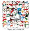 50 adesivos de grafite pequenos e frescos à prova d'água para bonecos de neve, malas, scooter, computador, tablet, desenhos animados, adesivos decorativos
