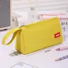 Estojo de Lápis de Tecido Oxford de Camada Dupla, Estojo Simples de Grande Capacidade com Zíper Duplo, Bolsa de Papelaria Portátil com Zíper para Alunos do Ensino Fundamental, em Estoque