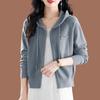 Sudadera con capucha para mujer, chaqueta con doble cremallera, 2026, nueva moda casual de primavera y otoño, cárdigan de punto