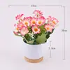 Juego de flores artificiales nórdicas, jarrón de plástico, decoración de maceta de flores falsas, planta de crisantemo coreano bonsái en maceta, decoración de mesa para el hogar
