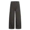Pantalones de Trabajo Yongfang Estilo Retro Americano de Doble Rodilla para Hombres y Mujeres, Holgados Desestructurados de Retazos Plisados de Línea A Rectos de Pierna Ancha
