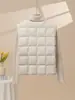 Moda a Cuadros para Mujer de Lujo Ligero Transfronterizo Europeo Chaleco Cálido de Plumón Corto con Cuello Redondo 90 Chaqueta de Plumón de Pato Blanco