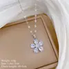 [Acero de Titanio] Cobre Microincrustado Lujo Accesible Estilo Moda Elegante Sofisticado Hermoso Collar de Diamantes Completos Cadena Versátil para Clavícula de Mujer Acero de Titanio
