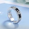Anillo de Flor Abierta de Circonita Europea y Americana Estilo Frío Anillo Sencillo para Dedo Lujo Ligero Gama Alta Goteo de Pegamento Pulsera Transfronteriza para Mujeres