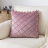 Almofada de Veludo Holandês Amazon Lisa Capa de Almofada Quadrada com Pompom de Pele Almofada para Casa Cama Almofada de Cabeceira Fabricante Atacado