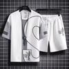 Traje Deportivo Casual Waffluged para Hombre Ropa de Verano a Juego Guapo Manga Corta Camiseta para Hombre Shorts Set de Dos Piezas