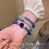 Nuevas Pulseras Apilables de Cuentas Azules Estilo Chino para Mujer, Pulseras Retro de Lujo Ligero de Gama Alta, Accesorios Geniales Estilo Zen
