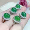 Anel Grande Tipo Ovo de Pombo de Ágata Calcedônia Estilo Chinês Gelo Novo para Mulheres, Design de Nicho com Sensação de Luxo Leve e Acabamento de Alta Qualidade