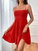 Vestido de mujer de color liso, texturizado, versátil, de estilo francés, con hombros descubiertos y tirantes finos, nuevo, disponible en stock, transfronterizo de Amazon Europa y América