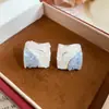 Brincos Rombos Gradiente Azul Cristalino Agulha de Prata, Elegantes e Nobres, Brincos Frescos e Refinados, Atacado de Brincos de Luxo Leve e de Alta Qualidade