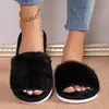 Estilo Invierno y Otoño Felpa Hogar Interior Piso de Madera Antideslizantes Algodón Pantuflas Peludas de Una Tira Planas Zapatos de Pareja