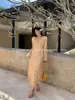 Precio Especial, Sin Devoluciones ni CambiosVestido Largo Estampado de Gasa con Cuello en V Elegante de Primavera para Mujer 88497
