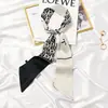 Lenço longo retrô francês feminino gravata de fita preta fita para bolsa faixa de cabelo lenço dupla face Primavera e Outono verão