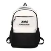 Nueva Mochila Escolar para Estudiante de Secundaria Femenina Gran Capacidad Estampado de Letras Versión Coreana Color de Contraste Hombros de Estudiante Universitario