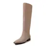 Botas altas casuales de moda de 3.5 cm, nuevo modelo otoño/invierno 2026, punta cuadrada, tacón grueso, botas altas apiladas para mujer