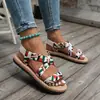 Sandalias para Mujer 2026 Primavera Nuevas Planas Estudiante Romanas de Playa Suela Suave Tira Cruzada Tallas Grandes Zapatos de Mujer