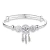 Pulsera atrapasueños ajustable de empujar y tirar para niñas, pulsera de moda chapada en plata de ley, colgante de cadena con borla, joyería estilo Mori pequeña y fresca