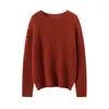 Nueva y elegante y simple camiseta de punto de terciopelo para mujer, primavera y otoño, 75% cachemira, cuello redondo, hueca, manga larga