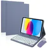 Adecuado para iPad A16 11 pulgadas 2025 Teclado Bluetooth Funda de cuero 10ª generación Tecla color cara Teclado blanco retroiluminado