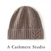 Gorro de Punto de Cachemira Pura Nuevo para Otoño e Invierno para Mujer, Engrosado Cálido Diamante Versátil Moda con Puño Grueso Gorro de Cachemira