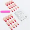 Manicura de Chica Dulce Estilo Ins Europeo y Americano Combinación de Colores Rosa Rosa Fresco Dulce Chica Simple Versátil Uñas Portables 24 Piezas